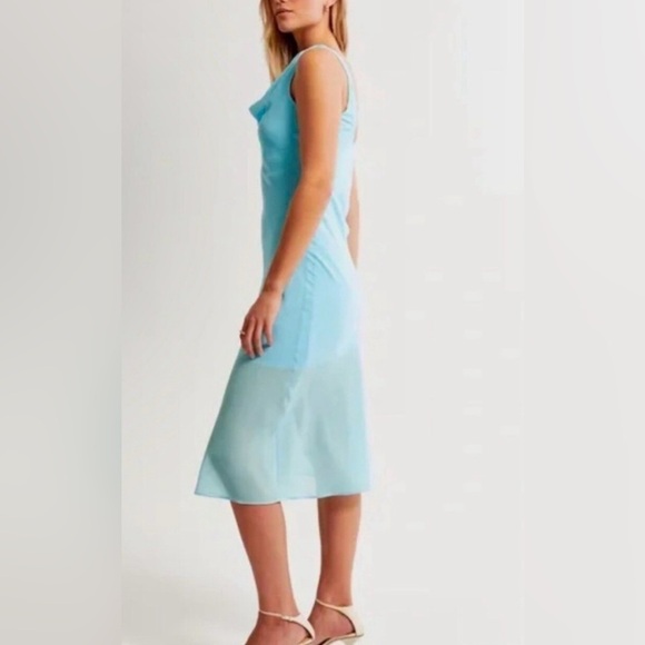 Abercrombie & Fitch Dresses & Skirts - Abercrombie & Fitch Cocktail Dress Cowl Neck Sky Blue Sleeveless Size L